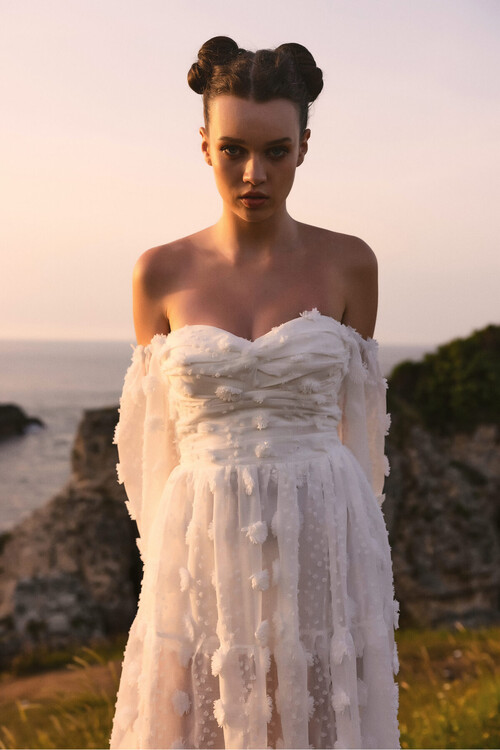 Dream Strapless Linen White Long Dress