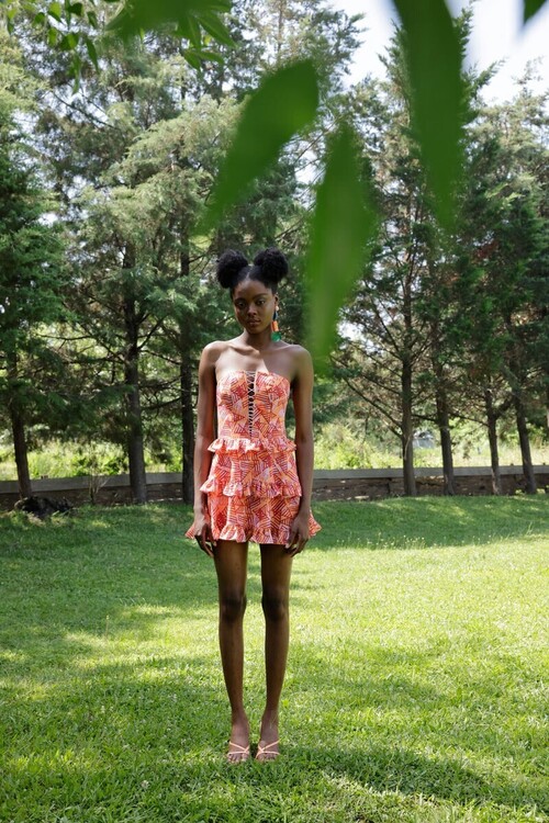Lily Rope Detailed Mini Orange Dress