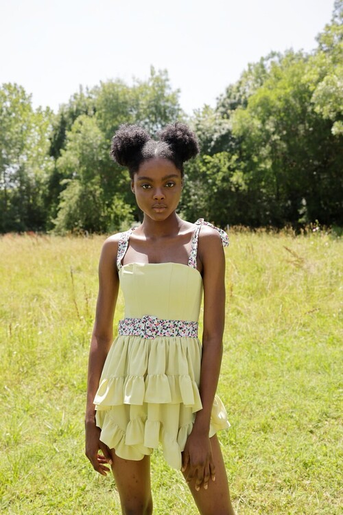 Mamba Voluminous Belt Yellow Dress