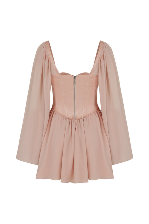 Quinn Corset Detailed Salmon Mini Dress