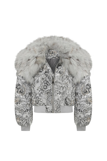 Bruni Fur Detailed Short White Coat
