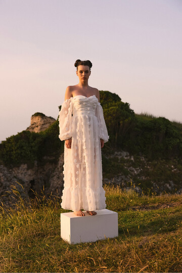 Dream Strapless Linen White Long Dress