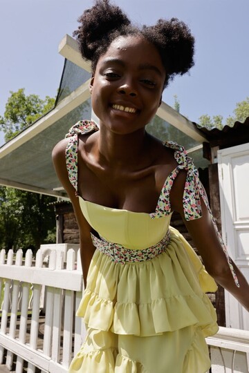 Mamba Voluminous Belt Yellow Dress