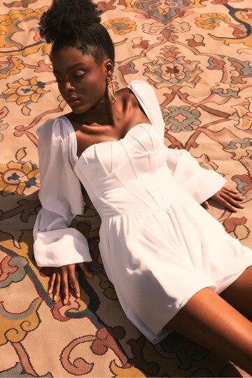 Quinn Corset Detailed White Mini Dress