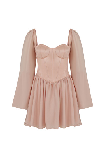 Quinn Corset Detailed Salmon Mini Dress