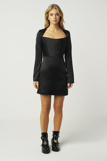 Velovis Degaje Black Satin Mini Dress